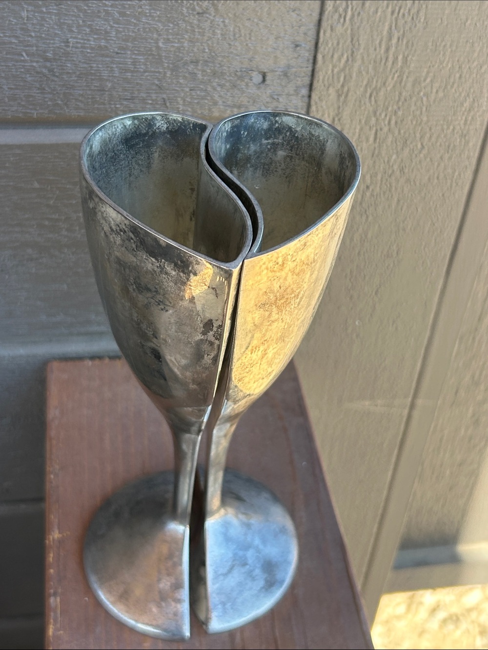 01’Lenox Kirk Stieff Collection Wedding Promises Heart Goblet Pair Silver-Plated